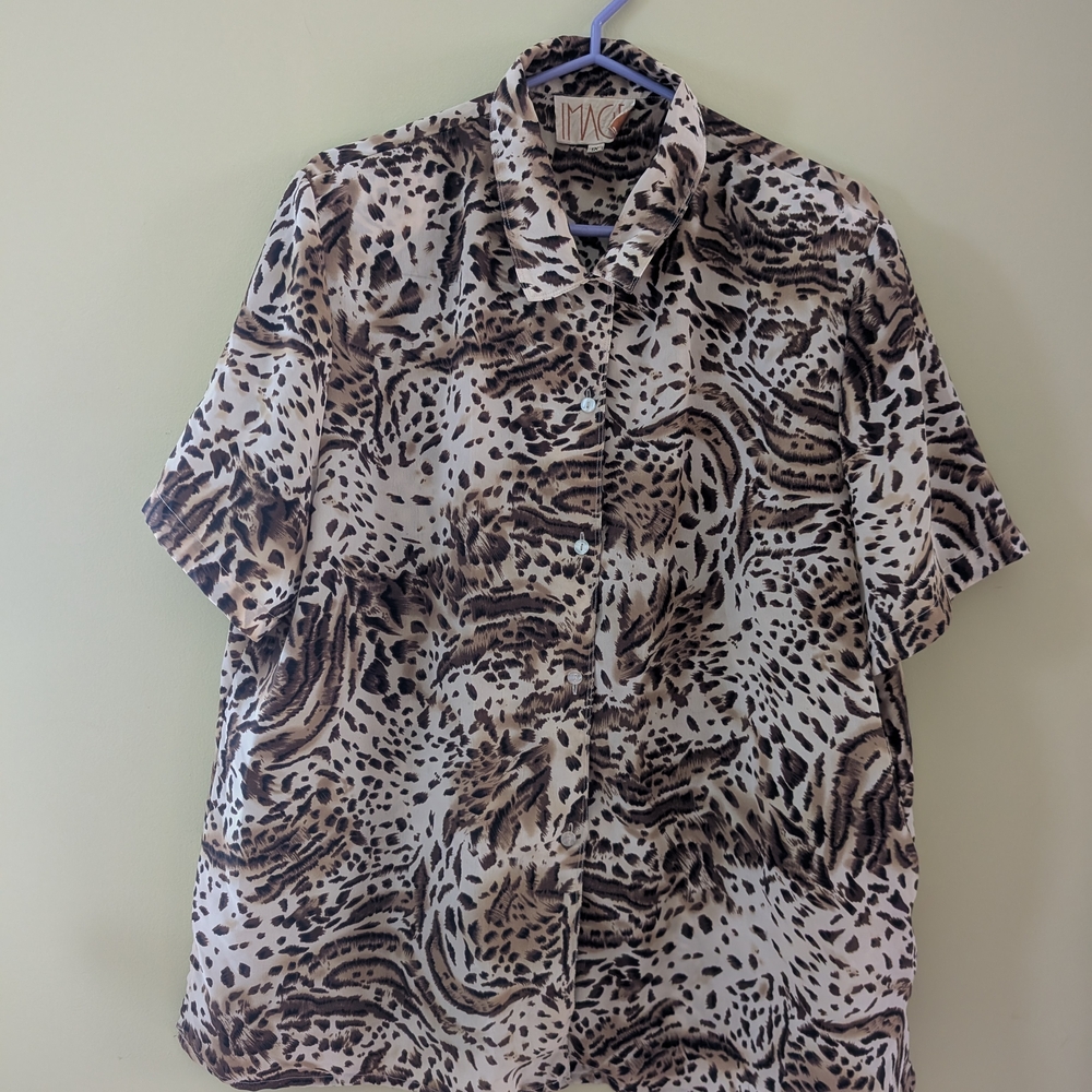 INC International Concepts Brown and Black Casual Button Down Shirt